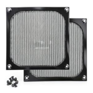 140mm Desktop Computer Case Fan Dust Filter Grills Dustproof Case Cover with Screws, Aluminum Frame Ultra Fine Stainelss Steel Mesh, Black Color - 2 Pack-0