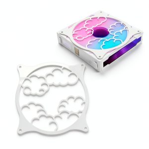 SplashNColor Cute Cloud Fan Grill Compatible with Lian Li and Other 120mm Fan Coolers, Quiet PC Case RGB Mesh Guard, Desktop Gaming Accessories Setup Cover Aesthetic Airflow-0