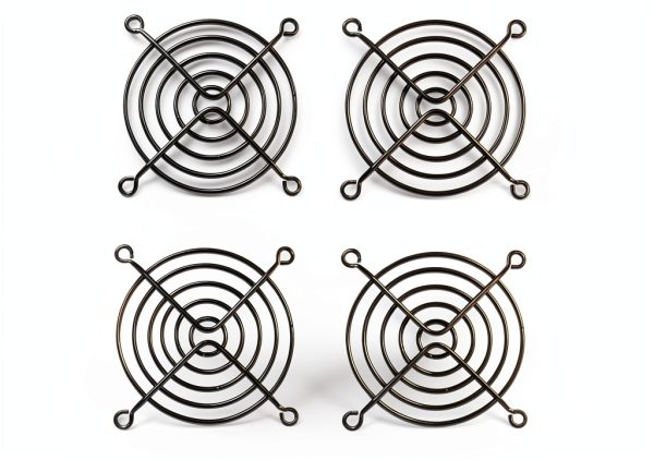 80mm Fan Grill by Easycargo - 4 Pack Black Metal Guard with Screws-0