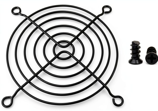 Easycargo 92mm Fan Grill Set 2 Black Grills with Screws for PC Fans-0